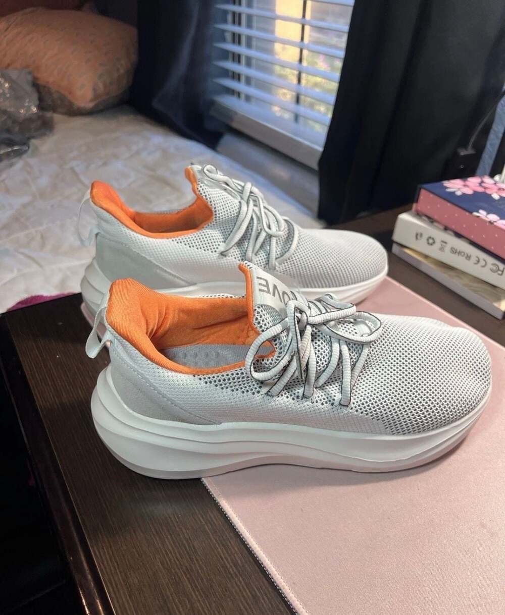 Zove White Mesh Platform Sneakers Size 42